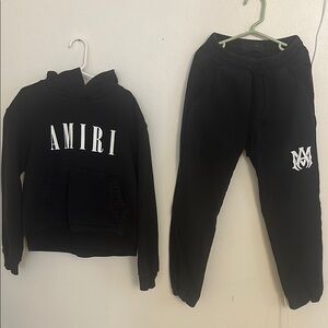 Amiri Kids Black Jogger Pants and Sweater